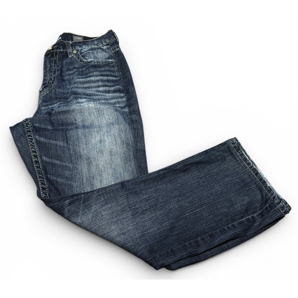 BKE Tyler Jeans Men 33R Dark‎ Wash Bootcut Denim Blue Size 30x29